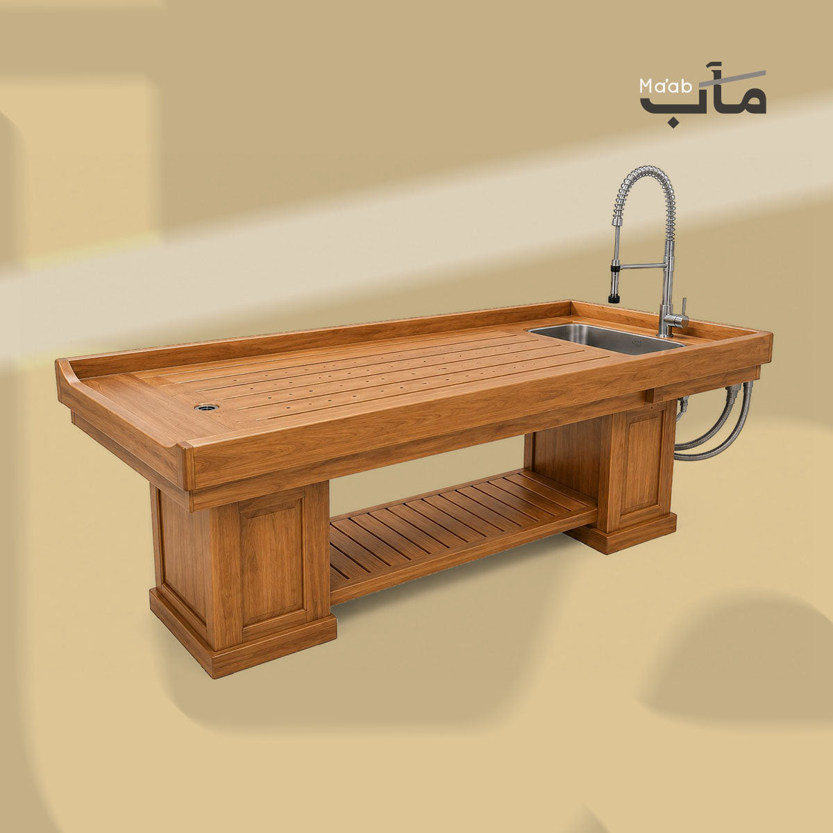 طاولة غسل الموتى الخشبية